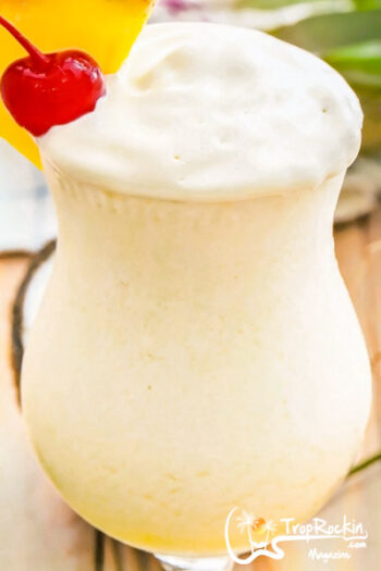 Pina Colada with Whipped Cream Close Up