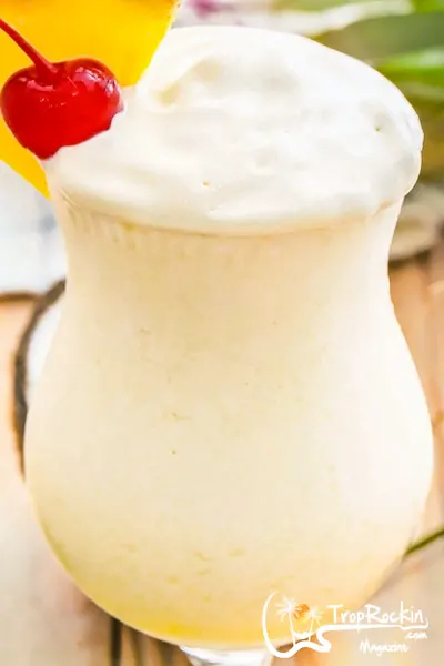 Pina Colada with Whipped Cream Close up.