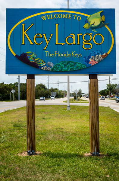 Key Largo Florida Welcome Sign on Overseas Highway