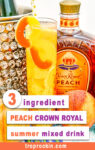 Crown peach drink with title on top for pinning to Pinterest.