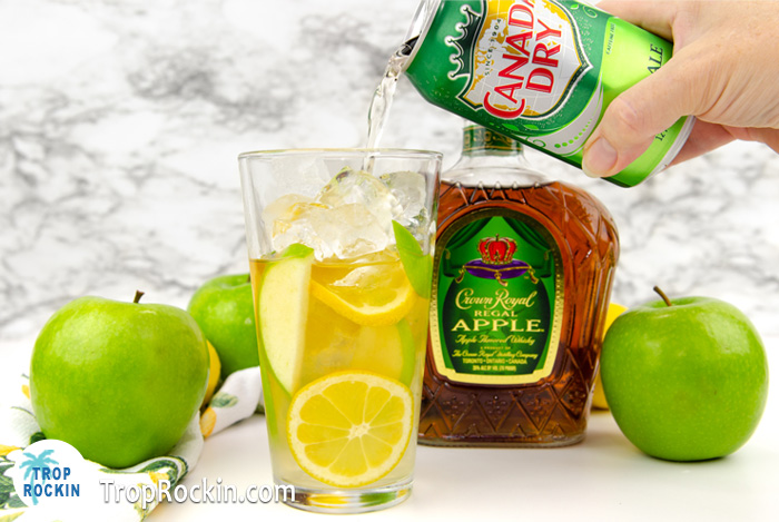 Adding Ginger Ale to the Crown Royal Apple and Lemonade drink. 