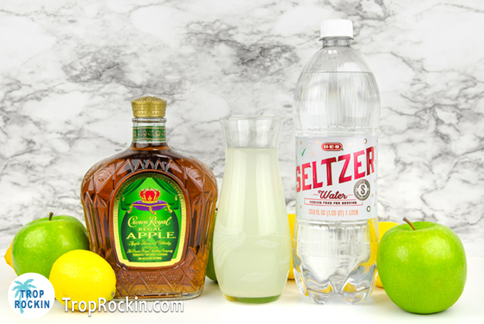 Crown Royal Apple and Lemonade with Seltzer ingredients.