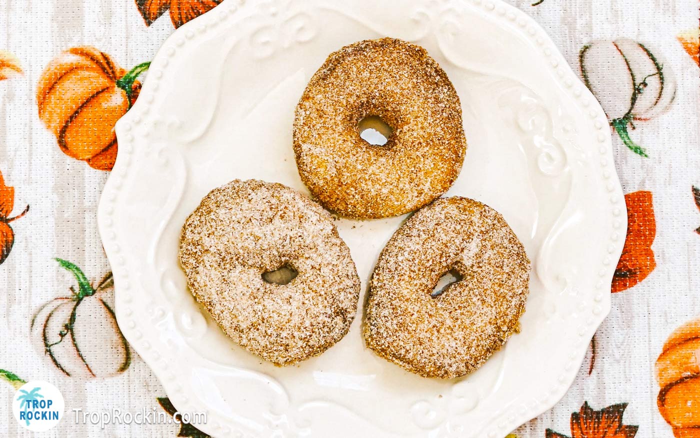 Air Fryer Cinnamon Donuts on a plate.