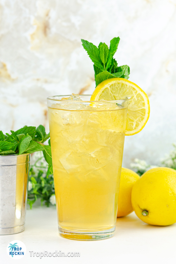 Irish Lemonade drink with fresh mint and lemon slice for garnish.