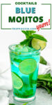 Blue Mojito drink with title as text overlay on top for sharing to social media.