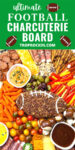 Text overlay on top of photo that says "ultimate football charcuterie board" with photo of charcuterie board below for sharing to social media.