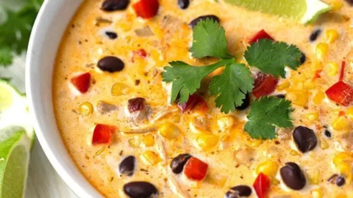 Soup with tomatoes and black beans.